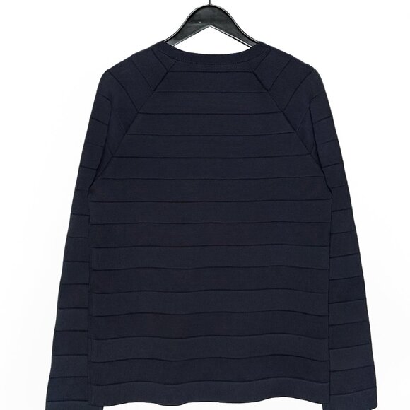 Balenciaga 2014 Navy Tonal Striped Band Crewneck Sweater - Picture 4 of 6